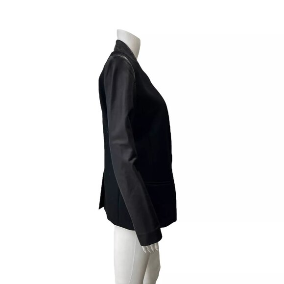$1275 Helmut Lang Black Wool Leather Panel Blazer Jacket size 8 - Picture 5 of 13